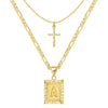 Cross Initial Necklace Set | Gold