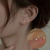 C-Shaped Copper Inlaid Zirconia Minimalist Earrings