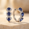 Silver Sapphire Hoop Earrings