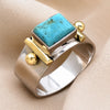Classic Square Turquoise Bohemian Ring