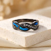 Twisted Silver Ring with Inlay