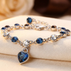 Silver Heart Sapphire Chain Bracelet