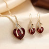 Twisted Heart Jewelry Set in Gold and Ruby