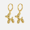 Gold Huggie Earrings with Mini Balloon Dog Charm
