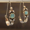 Classic Silver Mint Cabochon Pearl Hoop Earrings