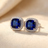 Silver Sapphire Stud Earrings