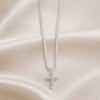 White Gold Necklace with Cross Pendant and Zirconia