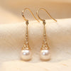 Gold Pearl Filigree Drop Earrings