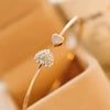 Heart-Shaped Rhinestone Open Bangle