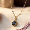 Oval Pendant Necklace in Gold and Sapphire