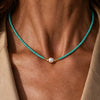 Minimal Necklace in Turquoise and Pearls