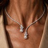 Elegant shiny necklace with sterling silver pearls
