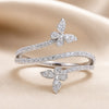Ring with Butterflies and Zirconia Set in White Gold
