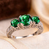Three-Stone Emerald Silver Ring