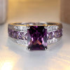 Amethyst ring set in channel silver