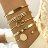 Simple and Versatile Geometric Round Smooth Metal Bangle 5-piece Set Bracelet