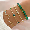 4pcs Set of Elegant Green Gemstone Rhinestone