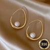 Crescent Pearl Hoop Earrings