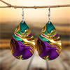 Vintage Purple Gold & Green Drop Earrings
